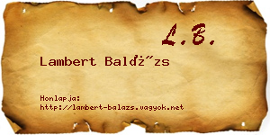 Lambert Balázs névjegykártya